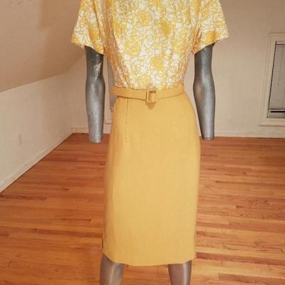 Vtg Swirl 1960's silk dress matching detailed reversible shawl