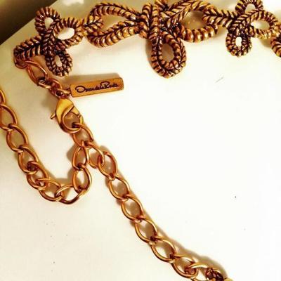 Oscar de la Renta Iconic 1973 signed Modernist heavy link necklace Gold Plated