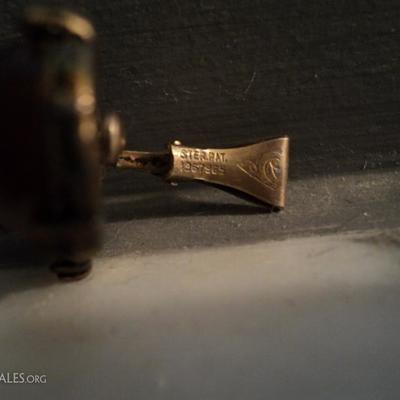 Vintage sterling  amber clip on earrings filigree bakelite and citrine