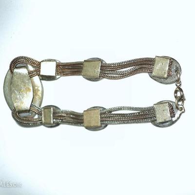 Vtg 1940-50"s old silver Scarab beetle bracelet filigree embossed from Rgypt