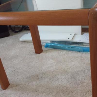 Wood table with glass top