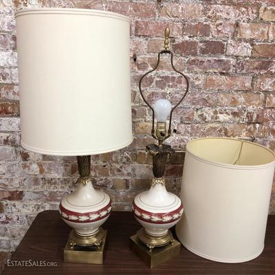 Pair of Table Lamps Hollywood Regency Style 