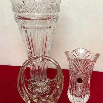 Lot/3 Crystal Vases Lead Glass 14