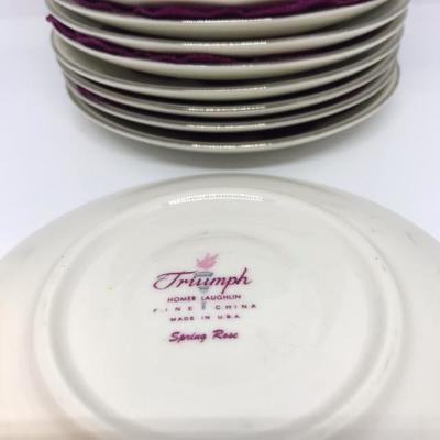 Lot 24 - Vintage Rare Triumph Homer Laughlin Spring Rose - 8 Bread Plates 
