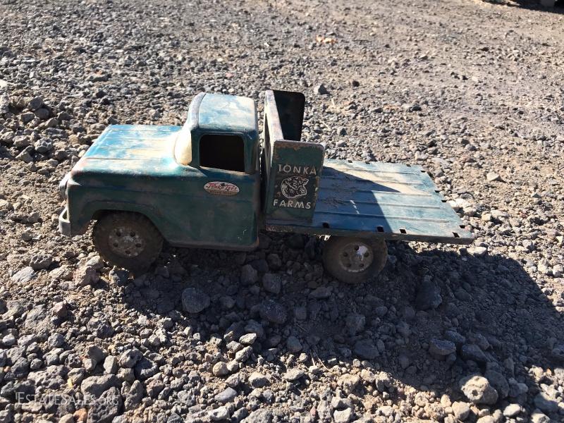 tonka truck on flatbed