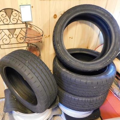 Set of Four 205/45 R-17 Continental ContiSport Contact Tires Includes Rims