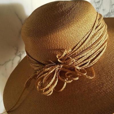 Vtg 1940's Mlle Arlette New York straw weaved wide brim hat 