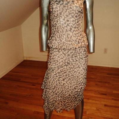 Vtg Diane von Furstenberg silk chiffon tigress high low dress