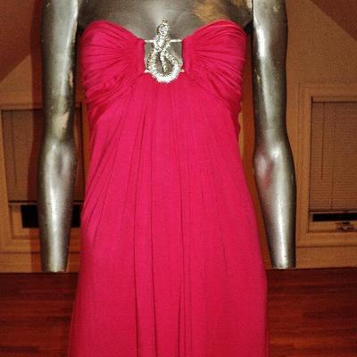 Vtg Strapless Fushia cleopatra serpent maxi gown