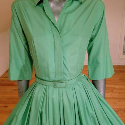 Vtg MGM Star Elaine Ravell Estate Best & Co 1950's full sweep dress/belt