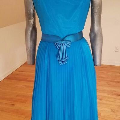 Vtg MGM Star Elaine Ravell Estate 1960 silk chiffon wiggle dress w/belt