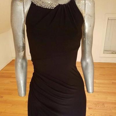 Ralph Lauren evening grecian draped gown swarovski crystal embellished 