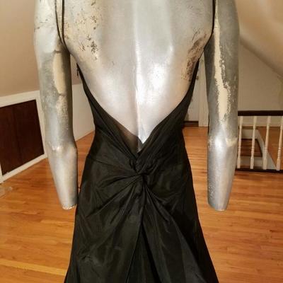 Laundry 1995 Runway satin gown embellished bodice back low plunge train