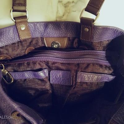 Cole Haan Purple leather large bag silver metal Hardware 