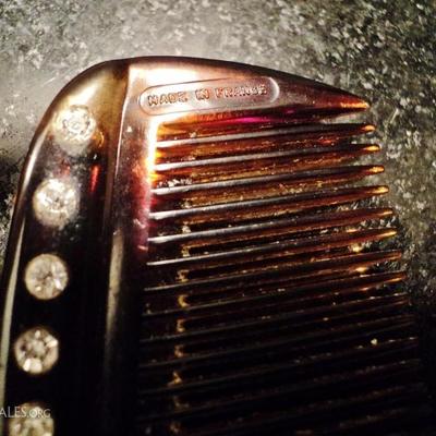 Art Deco Francois Huchard France Circa 1930 Tortoise and crystal combs set