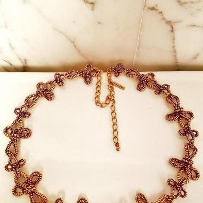 Oscar de la Renta Iconic 1973 signed Modernist heavy link necklace Gold Plated