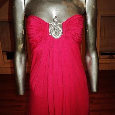 Vtg Strapless Fushia cleopatra serpent maxi gown