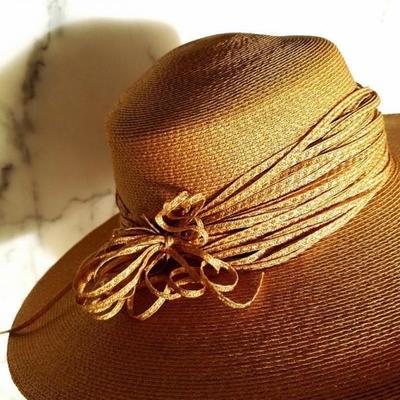 Vtg 1940's Mlle Arlette New York straw weaved wide brim hat 