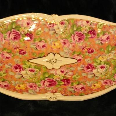 B8-42 VINTAGE Crown Dorset Chintz Serving Tray, Staffordshire Fine Ceramics