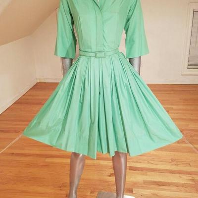 Vtg MGM Star Elaine Ravell Estate Best & Co 1950's full sweep dress/belt