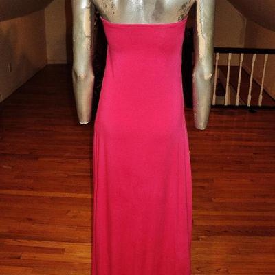 Vtg Strapless Fushia cleopatra serpent maxi gown