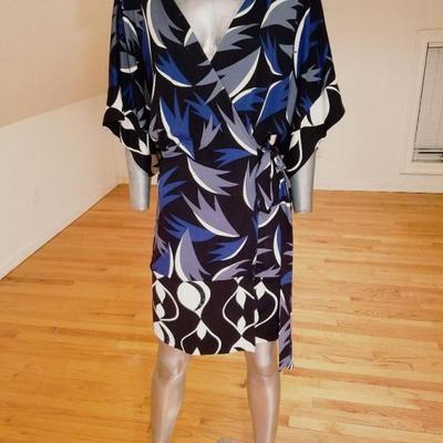 Vtg Diane von Furstenberg silk wrap kimono style atomic dress