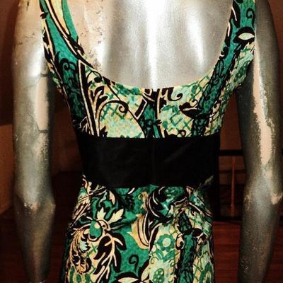 Vtg Kay Unger NY silk brocade wiggle dress Kitten bow