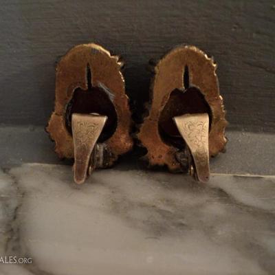 Vintage sterling  amber clip on earrings filigree bakelite and citrine