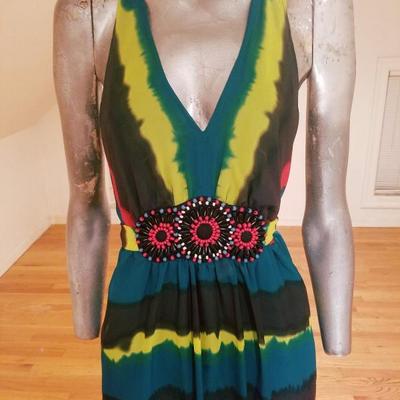 Tie Dye Empire chiffon dress indian beaded front design