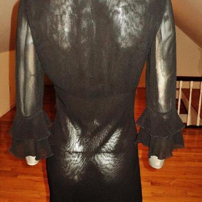 Moschino silk layering ruffled dress ribbon tie front poet look