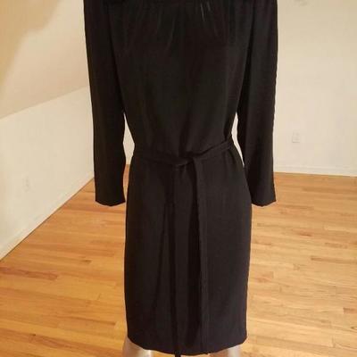 Vtg Couture Adele Simpson 1960's crepe sheath dress kitten bows/belt