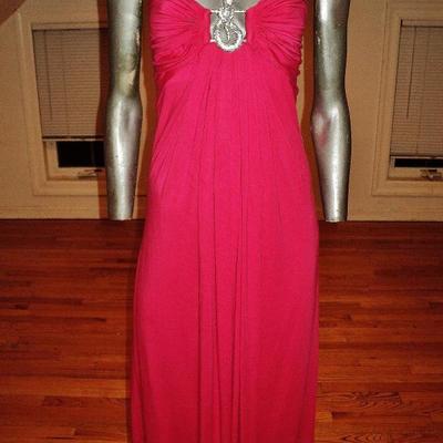 Vtg Strapless Fushia cleopatra serpent maxi gown