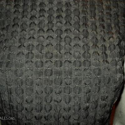 Vtg Carmen Marc Valvo puckered wiggle dress with patent leather black belt