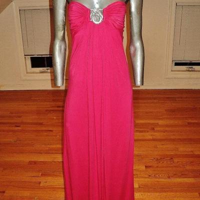 Vtg Strapless Fushia cleopatra serpent maxi gown