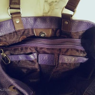 Cole Haan Purple leather large bag silver metal Hardware 