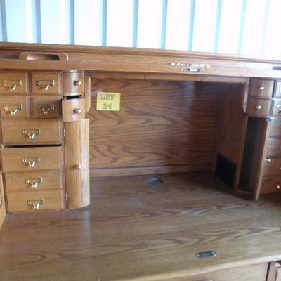 LOT 21 - Solid Oak Roll Top Desk