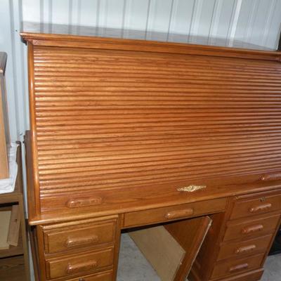 LOT 21 - Solid Oak Roll Top Desk
