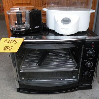 LOT 51 - Like New Toaster Oven, Steamer & Rival Food Grinder