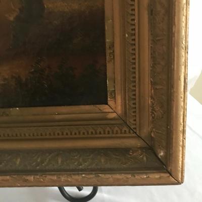 Lot 63 - Oil Painting and Side Table 