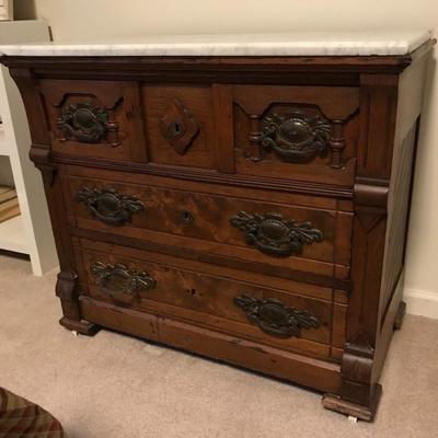 Lot 42 - Antique Marble Top Piece with Drawers