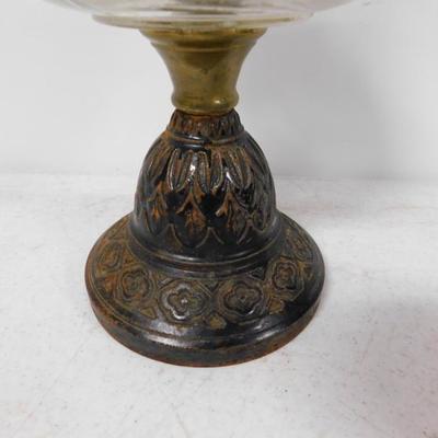 Vintage Oil Lamp with Brass and Metal Ornate Base