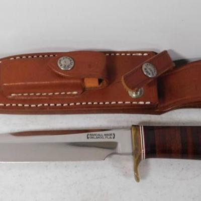 Randall Made Buck Style Knife with Leather Sheath and Honing Stone