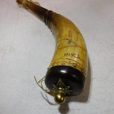 Powder Horn with Scrimshaw of Local Rivers