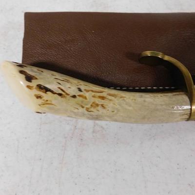 Hand Made Buck Knife with Antler Handle and Brass Hilt