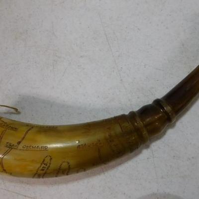 Powder Horn with Scrimshaw of Local Rivers