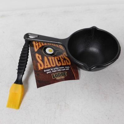 :Lodge Grillin' Cast Iron Sauce Pan with Basting Brush
