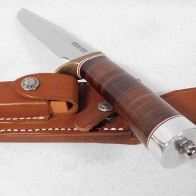 Randall Made Buck Style Knife with Leather Sheath and Honing Stone