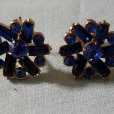 Vintage Earrings with blue stone embellishments