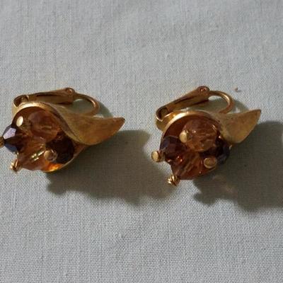 Vintage Cornucopia Earrings with stone embellishments