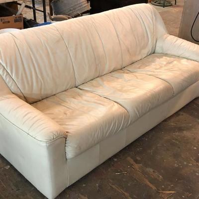 Cream Leather Sofa 